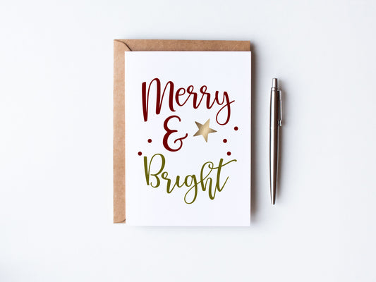 Hand Written Merry & Bright Card