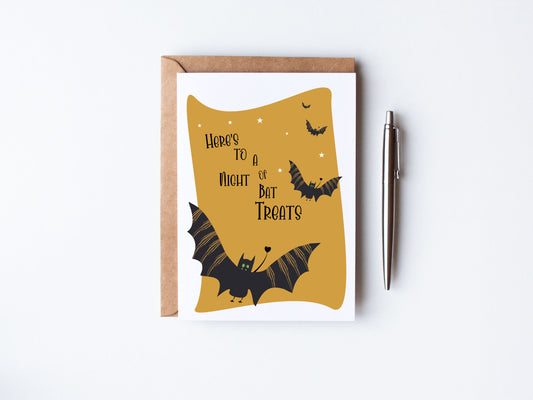 Halloween Bats flying in the sky - Heres to a night of bat treats