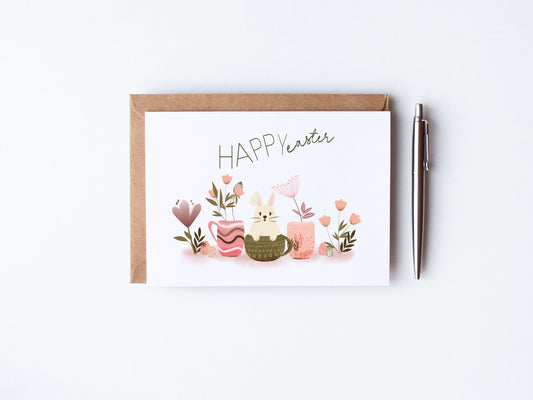 Soft Pretty Palette of Pastels - Easter Bunny in a cup with florals