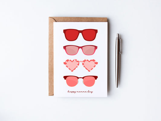 Four sunglasses - gift card for mom, pink colourway, florals, happy momma day