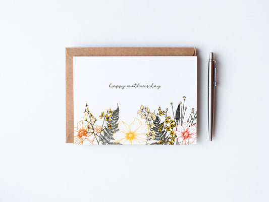 Floral Moher's Day Card - Orange and yellow bold florals