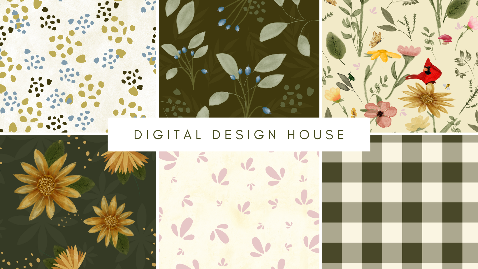 Seamless Surface Pattern Design, florals, nature