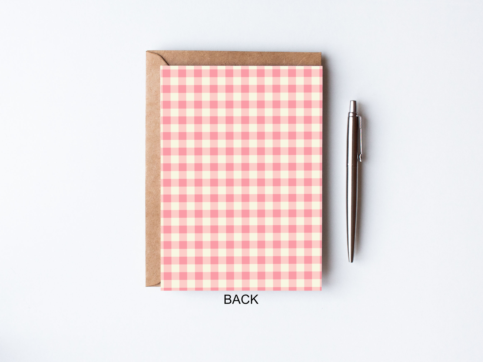 Gingham Pink Back of Easter Greeting Card - Happy Easter with Love & Thanks
