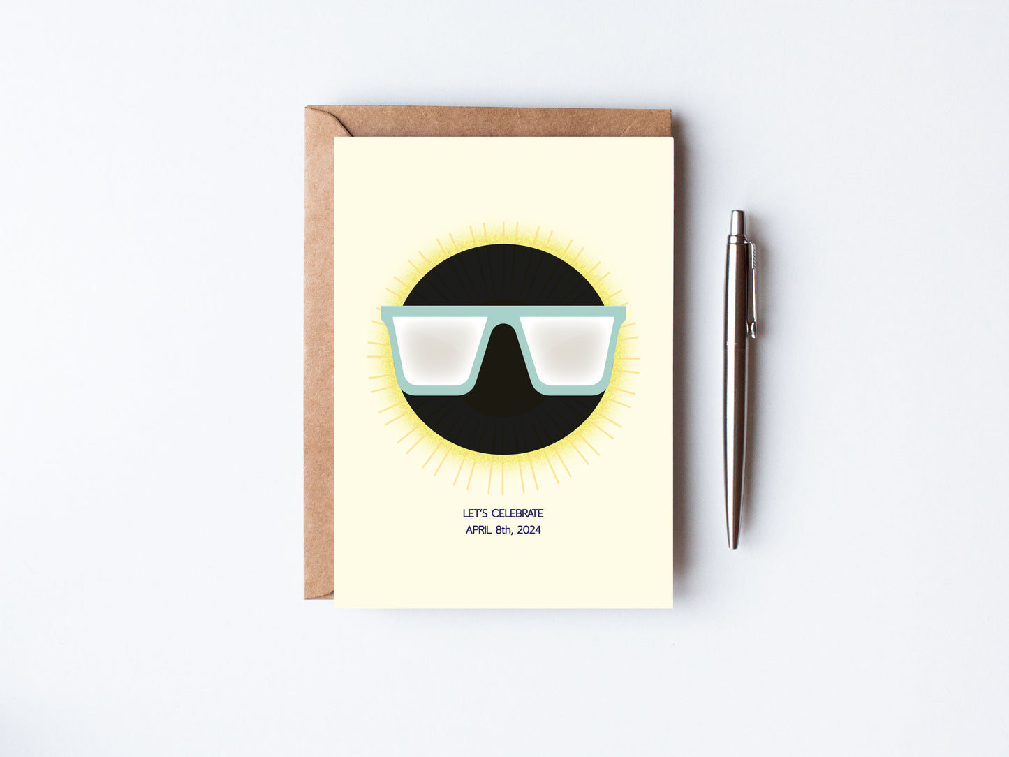Sunglasses, sun and moon - honouring the solar eclipse card