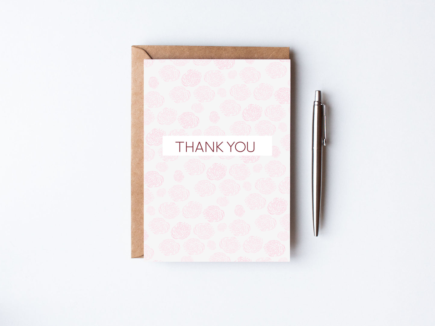 Pink Puff background - simple thank you card