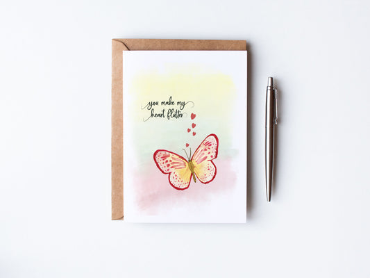 You make my heart flutter greeting card