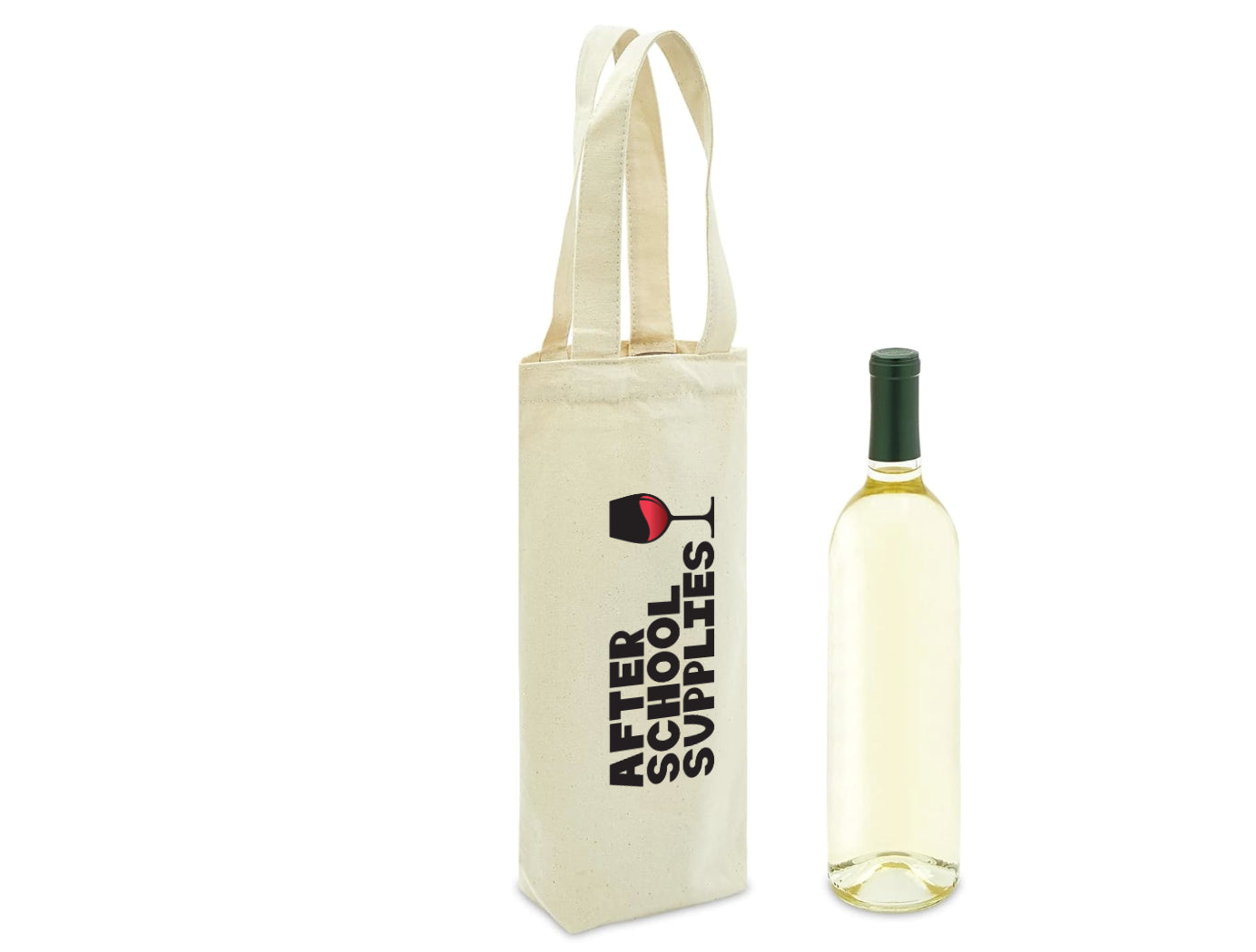 Wine bag after school supplies with a wine glass - end of year gift for a teacher