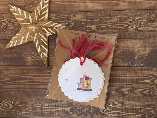 Hand Illustrated set of Presents on a wagon - Christmas tags for Presents